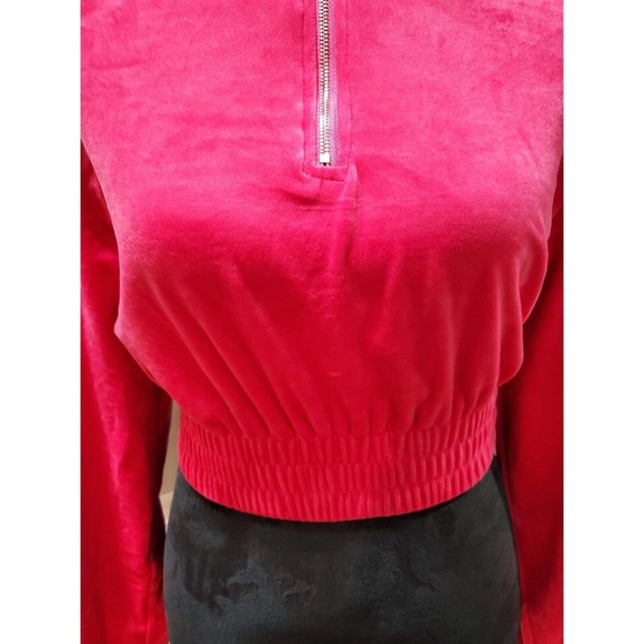 Akira Women's Solid Red 100% Polyester Long Sleeve Half Zip Front Top Size XL - Picture 4 of 11